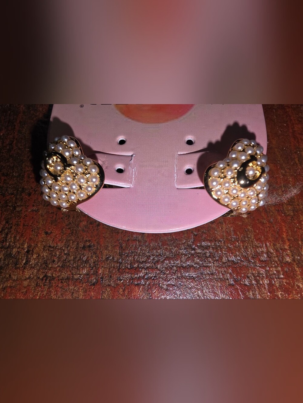 Coach Heart Shaped Gold Tone Earrings Pearl Accent